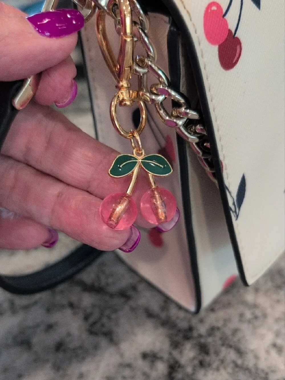 kate spade Cream Crossbody with Pink Cherry Print